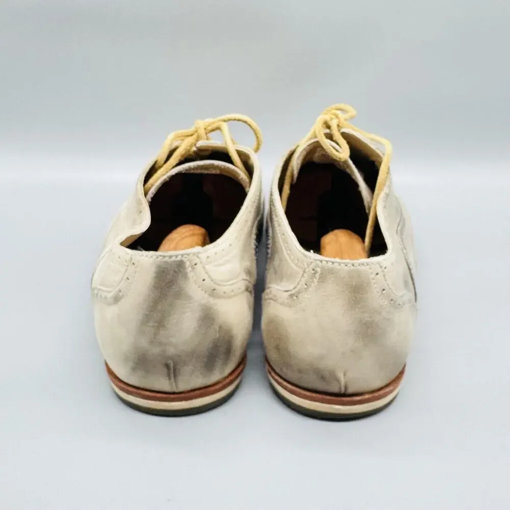 Sorel Shoes Mens 12.5 Beige Leather Wingtip Oxford Brogue Lace Up Casual Sneaker